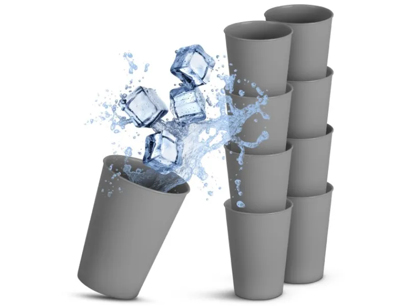 Online ProHome Becher Kunststoff Grau 0,2 Liter 8er Pack