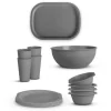 Clearance ProHome Kunststoff Geschirr Set BPA Frei Grau 14 Teilig 4 Personen