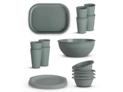 Sale ProHome Kunststoff Geschirr Set BPA Frei Grün 18 Teilig 4 Personen