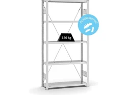 Best PROREGAL Antibakterielles Fachbodenregal Stecksystem T-Profil HxBxT 200 x 100 x 30 cm 5 Ebenen Traglast 150 kg Antibakterielle Beschichtung Weiß