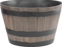 PROREGAL Töpfe<Blumentopf 52x30cm Holz-effekt, Fass