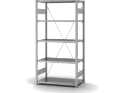 PROREGAL Küchenregale<Edelstahlregal Stecksystem T-Profil HxBxT 200 x 100 x 50 cm 5 Ebenen Fachlast 200 kg Edelstahl Fachbodenregal