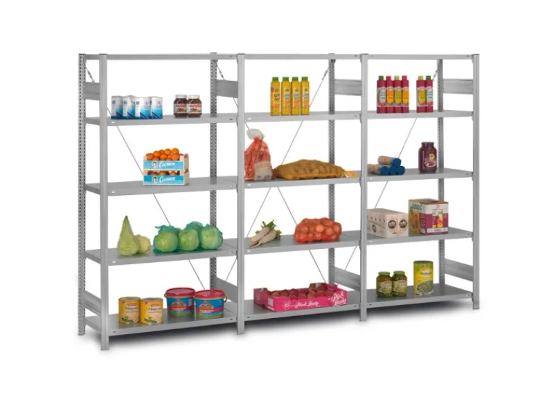 Sale PROREGAL Edelstahlregal Stecksystem T-Profil HxBxT 175 x 100 x 50 cm 4 Ebenen Geschlitzter Fachboden Fachlast 150 kg Edelstahl Fachbodenregal