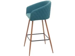 PROREGAL Kücheninseln<2er-Set Barhocker Sitzhöhe 74cm Metall Holzoptik Stoff/Textil Barstuhl Tresenhocker Küchenhocker Mit Lehne