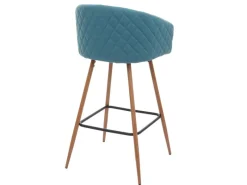 PROREGAL Kücheninseln<2er-Set Barhocker Sitzhöhe 74cm Metall Holzoptik Stoff/Textil Barstuhl Tresenhocker Küchenhocker Mit Lehne