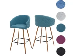 PROREGAL Kücheninseln<2er-Set Barhocker Sitzhöhe 74cm Metall Holzoptik Stoff/Textil Barstuhl Tresenhocker Küchenhocker Mit Lehne