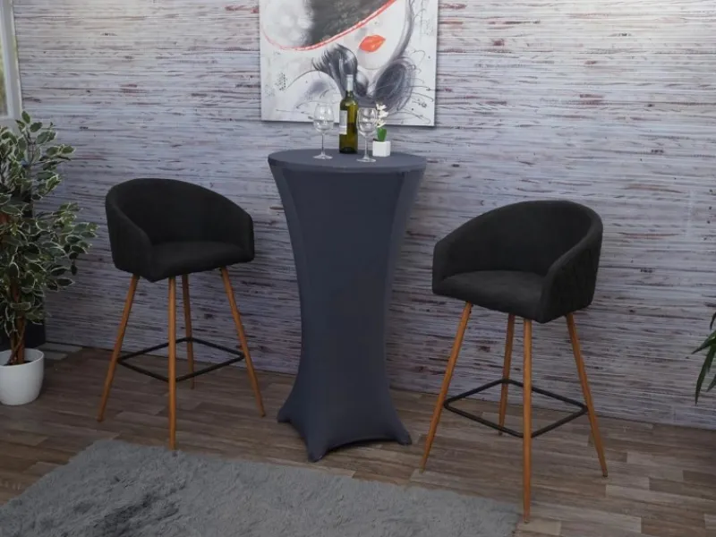 Sale PROREGAL 2er-Set Barhocker Sitzhöhe 74cm Metall Holzoptik Stoff/Textil Anthrazit-Grau Barstuhl Tresenhocker Küchenhocker Mit Lehne Schwarz