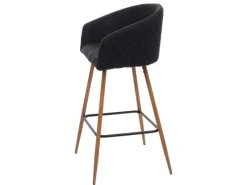 Sale PROREGAL 2er-Set Barhocker Sitzhöhe 74cm Metall Holzoptik Stoff/Textil Anthrazit-Grau Barstuhl Tresenhocker Küchenhocker Mit Lehne Schwarz