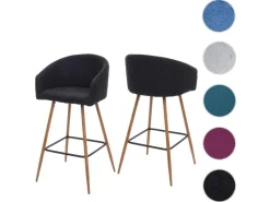 Sale PROREGAL 2er-Set Barhocker Sitzhöhe 74cm Metall Holzoptik Stoff/Textil Anthrazit-Grau Barstuhl Tresenhocker Küchenhocker Mit Lehne Schwarz