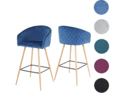 Sale PROREGAL 2er-Set Barhocker Sitzhöhe 74cm Metall Holzoptik Stoff/Textil Anthrazit-Grau Barstuhl Tresenhocker Küchenhocker Mit Lehne Schwarz