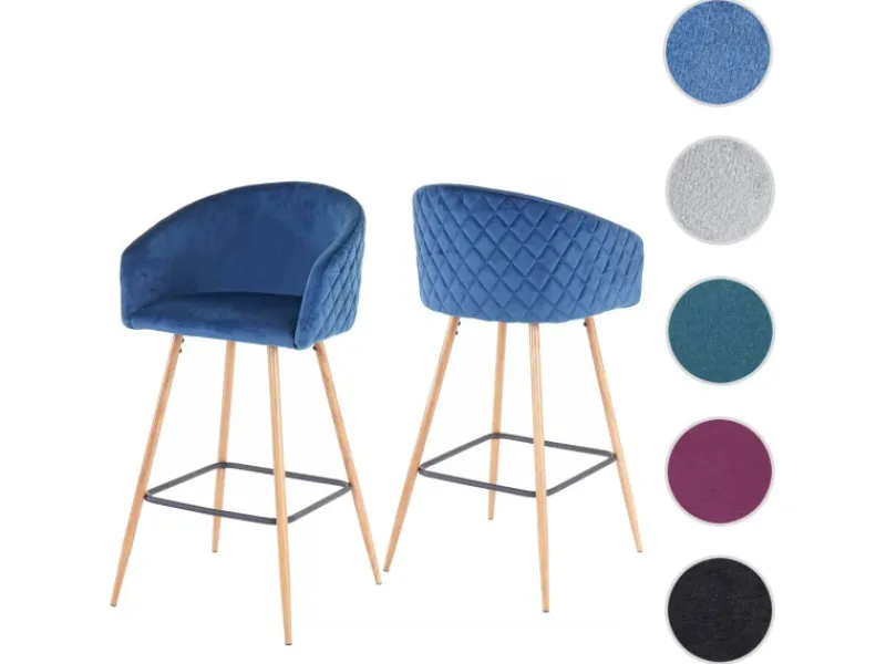 Sale PROREGAL 2er-Set Barhocker Sitzhöhe 74cm Metall Holzoptik Stoff/Textil Anthrazit-Grau Barstuhl Tresenhocker Küchenhocker Mit Lehne Schwarz
