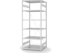 PROREGAL Küchenregale<Lebensmittel Fachbodenregal Stecksystem T-Profil Grundregal HxBxT 250 x 100 x 80 cm 6 Ebenen Fachlast 130 kg Hygienische Beschichtung Weiß