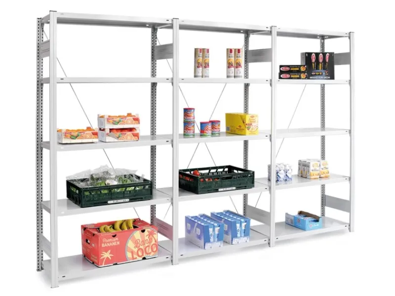 Sale PROREGAL Lebensmittel Fachbodenregal Stecksystem T-Profil Grundregal HxBxT 200 x 100 x 40 cm 5 Ebenen Fachlast 145 kg Hygienische Beschichtung Weiß