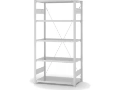 PROREGAL Küchenregale<Lebensmittel Fachbodenregal Stecksystem T-Profil Grundregal HxBxT 200 x 100 x 50 cm 5 Ebenen Fachlast 140 kg Hygienische Beschichtung Weiß