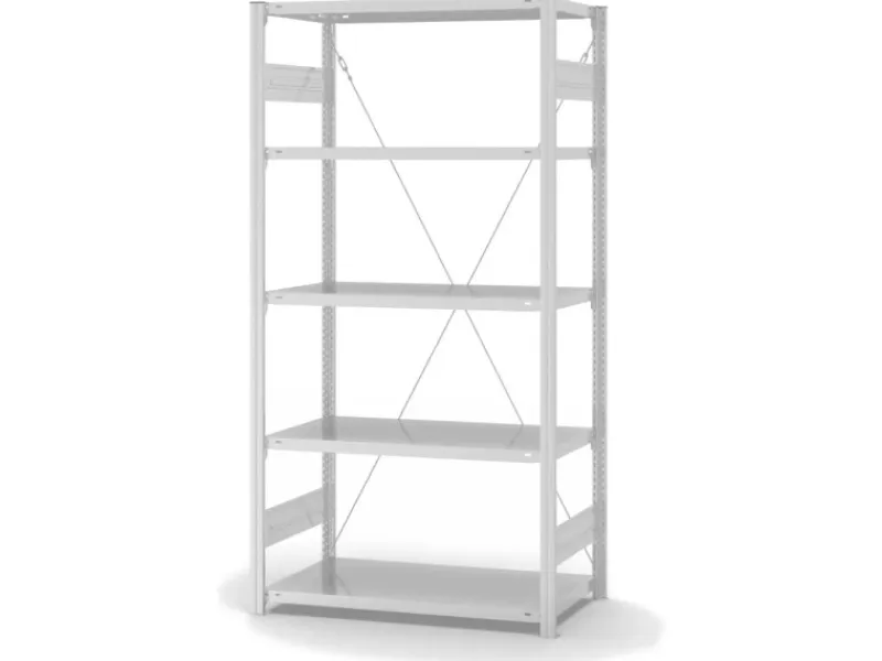 PROREGAL Küchenregale<Lebensmittel Fachbodenregal Stecksystem T-Profil Grundregal HxBxT 200 x 100 x 50 cm 5 Ebenen Fachlast 140 kg Hygienische Beschichtung Weiß