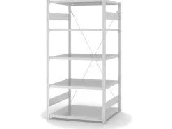 PROREGAL Küchenregale<Lebensmittel Fachbodenregal Stecksystem T-Profil Grundregal HxBxT 200 x 100 x 80 cm 5 Ebenen Fachlast 130 kg Hygienische Beschichtung Weiß
