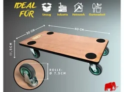 PROREGAL MegaDeal 4x Transportroller 4 Rollen HxBxT 11,5x30x60 cm Traglast 200kg Sperrholzplatte< Kühlschränke