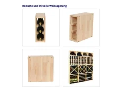 PROREGAL Küchenregale<Modulares Weinregal Vincellar Mod HxBxT 30 x 12 x 30 cm Schmal Modul Für 3 Flaschen Massives Kiefernholz Natur