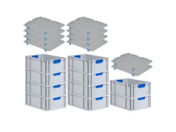 PROREGAL Gefrierschränke<Spar Set 10x Eurobox Nextgen Color Mit Auflagedeckel & Schiebeschnappverschlüsse HxBxT 22 x 40 x 60 cm Griffe Blau Verstärkter Boden