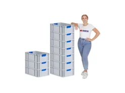 PROREGAL Gefrierschränke<Spar Set 10x Eurobox Nextgen Color Mit Auflagedeckel & Schiebeschnappverschlüsse HxBxT 22 x 40 x 60 cm Griffe Blau Verstärkter Boden