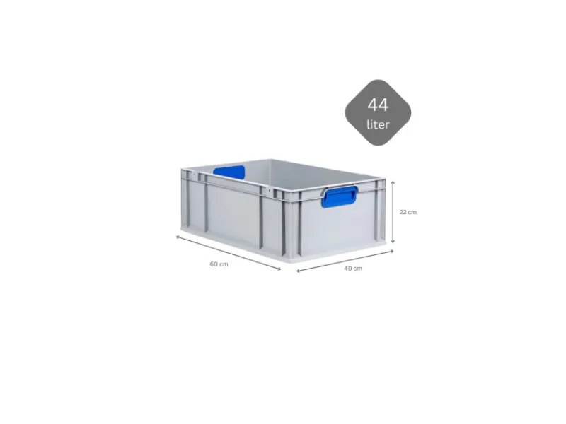 PROREGAL Gefrierschränke<Spar Set 10x Eurobox Nextgen Color Mit Auflagedeckel & Schiebeschnappverschlüsse HxBxT 22 x 40 x 60 cm Griffe Blau Verstärkter Boden