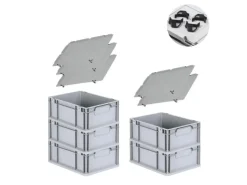 PROREGAL Gefrierschränke<Spar Set 5x Eurobox Nextgen Economy Mit Auflagedeckel & 4x Schiebeschnappverschlüsse Griffe Geschlossen HxBxT 17 x 30 x 40 cm