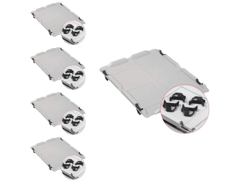 PROREGAL Gefrierschränke<Spar Set 5x Eurobox Nextgen Economy Mit Auflagedeckel & 4x Schiebeschnappverschlüsse Griffe Geschlossen HxBxT 17 x 30 x 40 cm