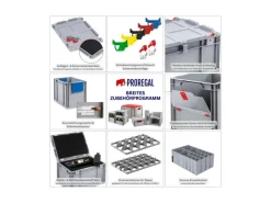 PROREGAL Gefrierschränke<Spar Set 5x Eurobox Nextgen Economy Mit Auflagedeckel & 4x Schiebeschnappverschlüsse Griffe Geschlossen HxBxT 17 x 30 x 40 cm