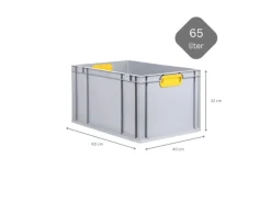 PROREGAL Spar Set 5x Eurobox Nextgen Color Mit Scharnierdeckel & Schiebeschnappverschlüsse HxBxT 32 x 40 x 60 cm Griffe Gelb Verstärkter Boden Grau-Gelb