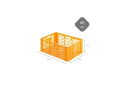 PROREGAL SparSet 5x Eurobehälter Bäcker- und Konditorenkasten HxBxT 25 x 40 x 60 49 Liter -Orange Brötchenkiste Stapelbare Bäckerkiste< Vorratsdosen|Vorratsbehälter