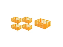 PROREGAL SparSet 5x Eurobehälter Bäcker- und Konditorenkasten HxBxT 25 x 40 x 60 49 Liter -Orange Brötchenkiste Stapelbare Bäckerkiste< Vorratsdosen|Vorratsbehälter