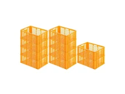 Hot PROREGAL SparSet 10x Eurobehälter Bäcker- und Konditorenkasten HxBxT 25 x 40 x 60 49 Liter  Brötchenkiste Stapelbare Bäckerkiste Gelb-Orange