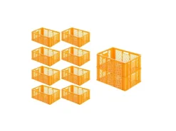 Hot PROREGAL SparSet 10x Eurobehälter Bäcker- und Konditorenkasten HxBxT 25 x 40 x 60 49 Liter Brötchenkiste Stapelbare Bäckerkiste Gelb-Orange