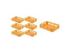 PROREGAL Vorratsdosen|Vorratsbehälter<SuperSparSet 7 x Eurobehälter Bäcker- und Konditorenkasten HxBxT 13 x 40 x 60 24 Liter -Orange Brötchenkiste Stapelbare Bäckerkiste