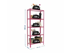 PROREGAL Wohnregal Living Koala Wood mit 5 Fachböden HxBxT 180 x 100 x 30 cm Fachlast 150 kg Rosa/Weiß< Küchenregale