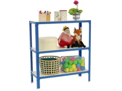 PROREGAL Küchenregale<Wohnregal Living Koala Wood mit 3 Fachböden HxBxT 90 x 80 x 30 cm Fachlast 150 kg Blau/Weiß
