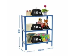 PROREGAL Küchenregale<Wohnregal Living Koala Wood mit 3 Fachböden HxBxT 90 x 80 x 30 cm Fachlast 150 kg Blau/Weiß