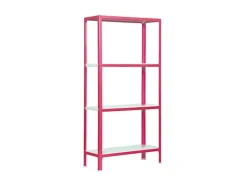 Discount PROREGAL Wohnregal Living Koala Metal mit 4 Fachböden HxBxT 160 x 80 x 30 cm Fachlast 150 kg Rosa/Weiß