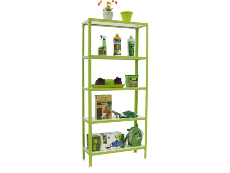 PROREGAL Küchenregale<Wohnregal Living Koala Wood mit 5 Fachböden HxBxT 180 x 100 x 30 cm Fachlast 150 kg Grün/Weiß