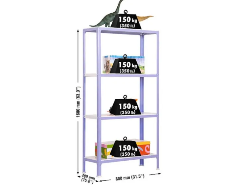 PROREGAL Küchenregale<Wohnregal Living Koala Metal mit 4 Fachböden HxBxT 160 x 80 x 40 cm Fachlast 150 kg Lila/Weiß