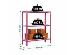 PROREGAL Wohnregal Living Koala Metal mit 3 Fachböden HxBxT 90 x 80 x 30 cm Fachlast 150 kg Rosa/Weiß< Küchenregale