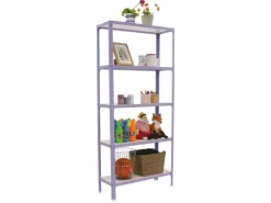 Best PROREGAL Wohnregal Living Koala Wood mit 5 Fachböden HxBxT 180 x 80 x 30 cm Fachlast 150 kg Lila/Weiß
