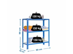 PROREGAL Küchenregale<Wohnregal Living Koala Metal mit 3 Fachböden HxBxT 90 x 80 x 40 cm Fachlast 150 kg Blau/Weiß