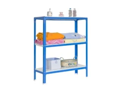 PROREGAL Küchenregale<Wohnregal Living Koala Metal mit 3 Fachböden HxBxT 90 x 80 x 40 cm Fachlast 150 kg Blau/Weiß