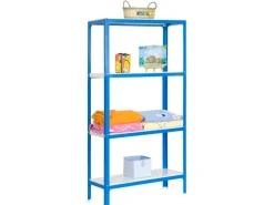 Sale PROREGAL Wohnregal Living Koala Metal mit 4 Fachböden HxBxT 160 x 100 x 30 cm Fachlast 150 kg Blau/Weiß
