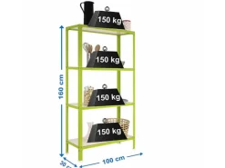 PROREGAL Wohnregal Living Koala Wood mit 4 Fachböden HxBxT 160 x 100 x 30 cm Fachlast 150 kg Grün/Weiß< Küchenregale