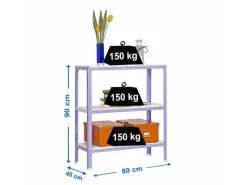 Discount PROREGAL Wohnregal Living Koala Metal mit 3 Fachböden HxBxT 90 x 80 x 40 cm Fachlast 150 kg Lila/Weiß