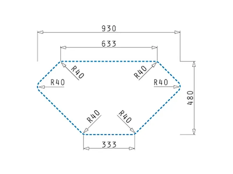 Outlet Pyramis Eckspüle Medusa Corner 1 1/2B 1D 93 cm x 50 cm Edelstahl