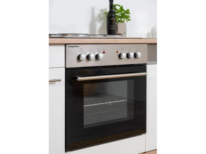 Respekta Economy Küchenzeile KB220ESWS 220 cm -Eiche Sägerau Weiß