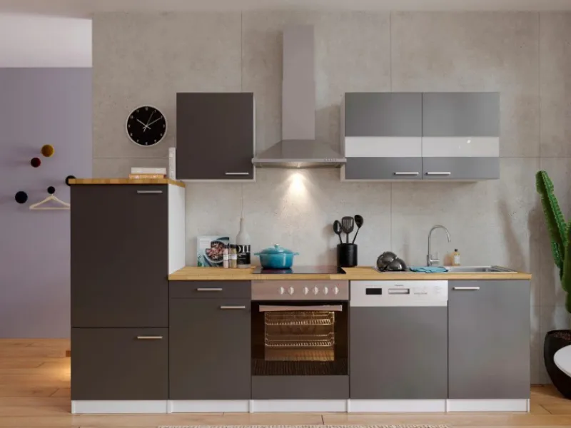 Respekta Herde<Economy Küchenzeile KB280WGC 280 cm -Weiß